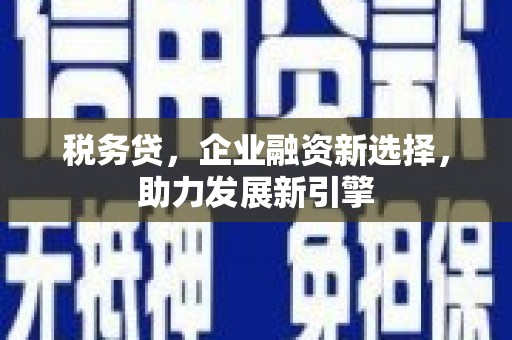 黎川税务贷，企业融资新选择，助力发展新引擎